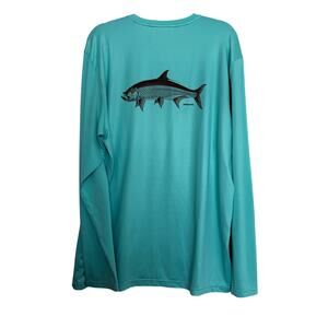 Patagonia XL turquoise long sleeve fishing shirt tarpon graphic GORPCORE